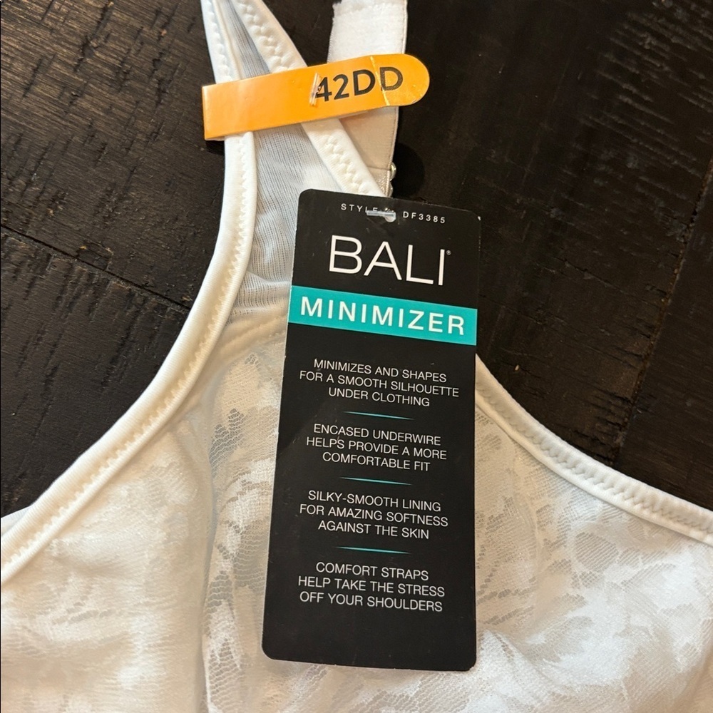 Bali Passion for Comfort Full Figure Minimizer Bra White Lace DF3385 Sz 42DD - Picture 3 of 7